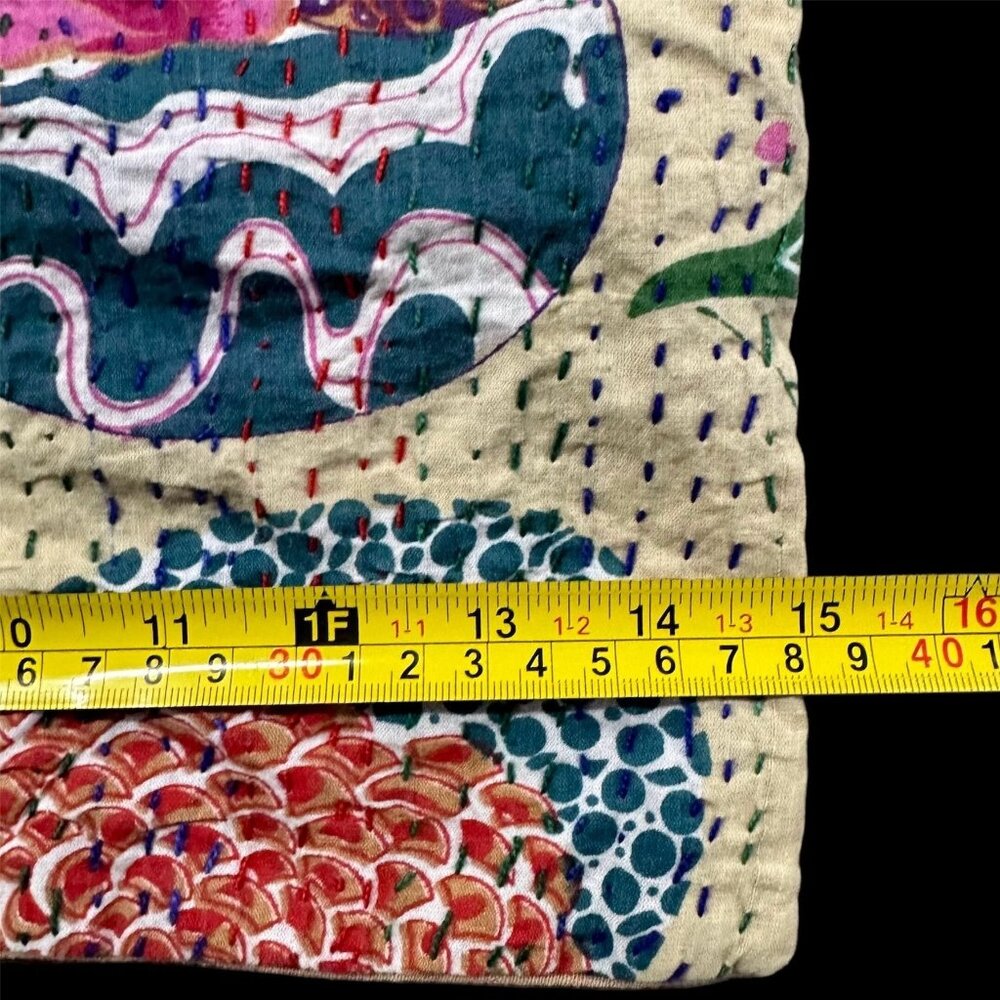 Decorative Throw Pillow Covers Cases Kantha Bright Floral Zipper Boho Eclectic - Picture 9 of 9
